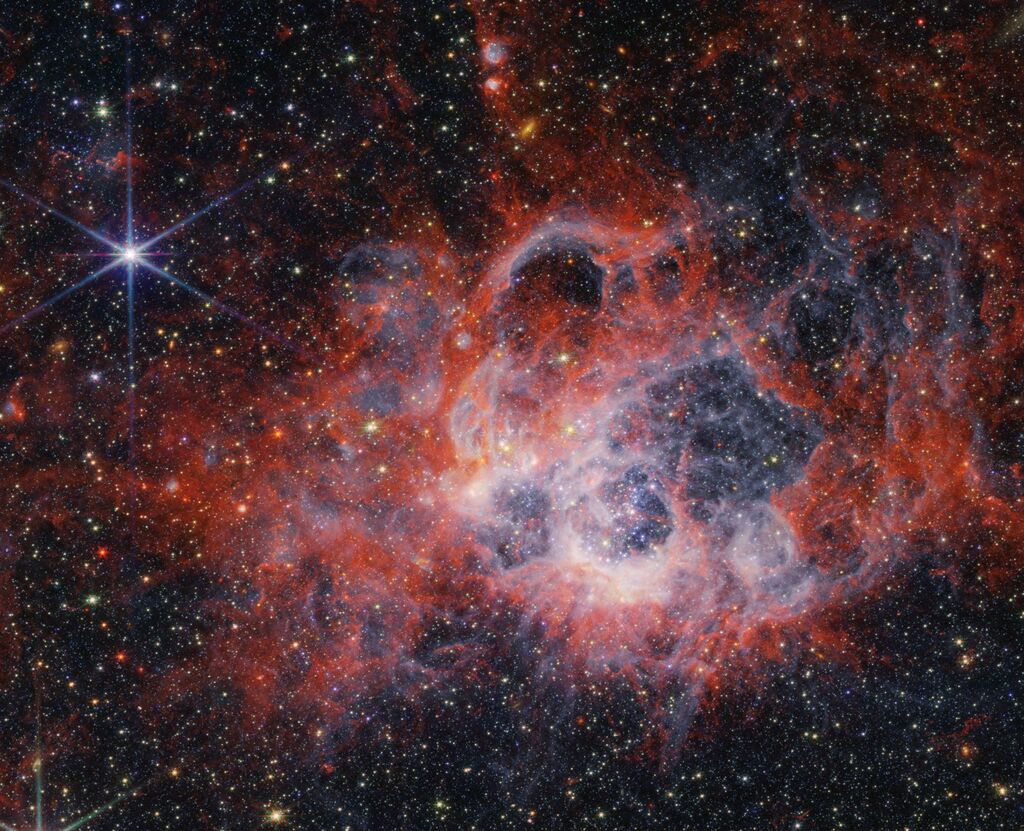 Burst of the white and red smoke-like nebula