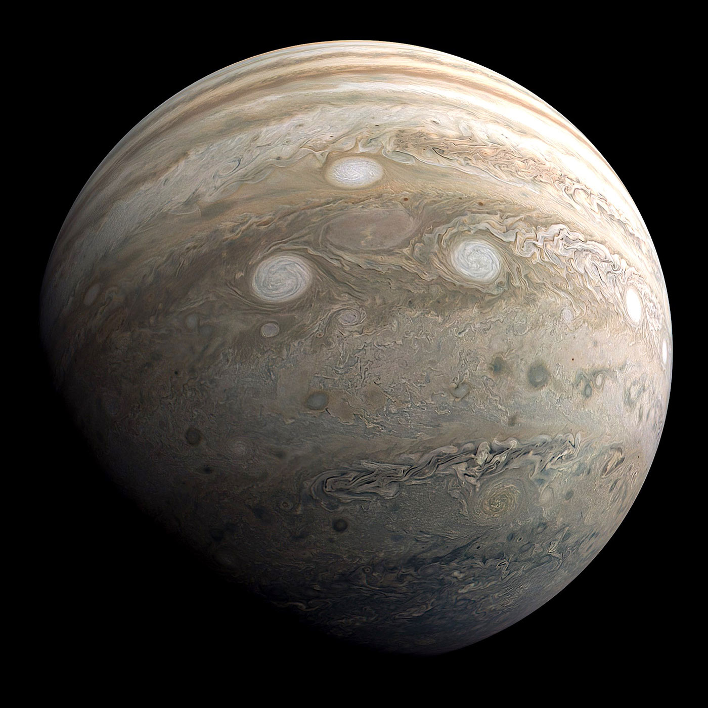 Trio of Storms on Jupiter