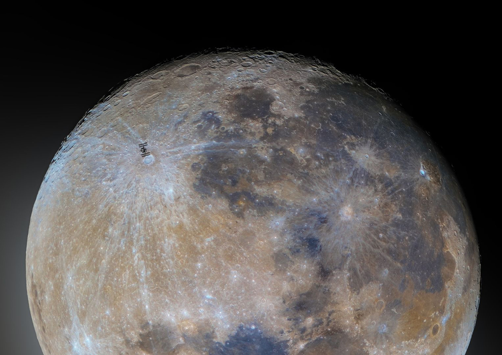 ISS Over Tycho Crater