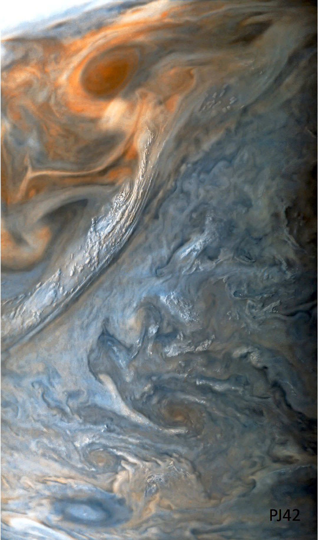close up of the textures of Jupiter's surface