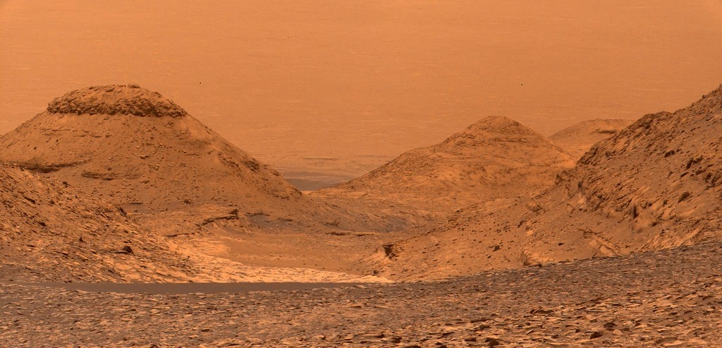 Orange and dense landscape of the rocky Mars surface