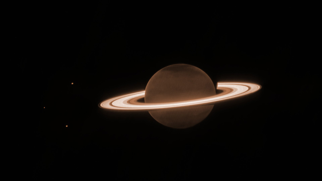 Saturn infrared against black background of space