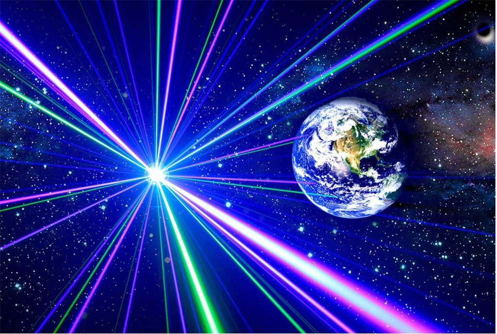 Earth and laser beams in space