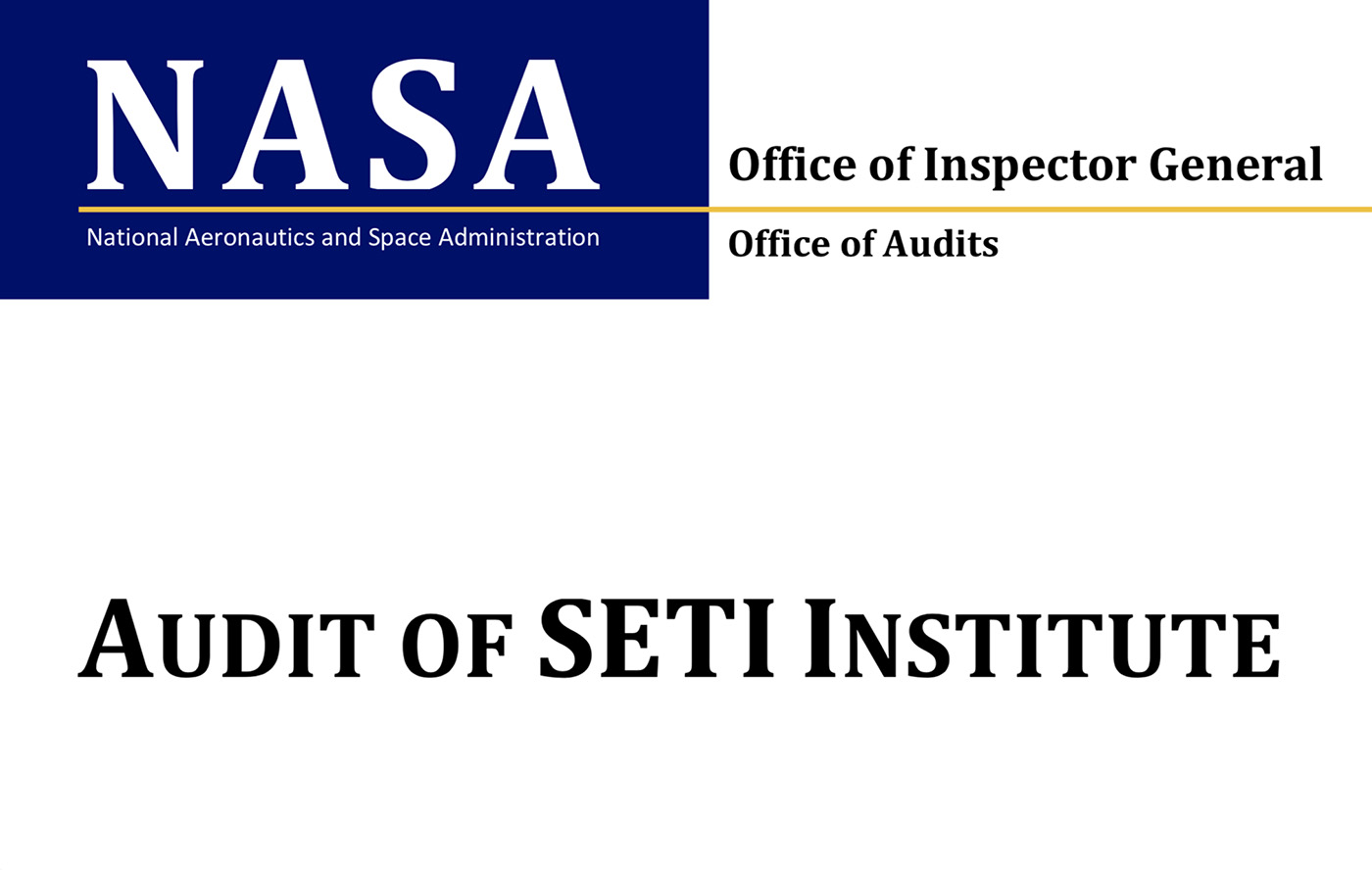 Cover page for the audit report
