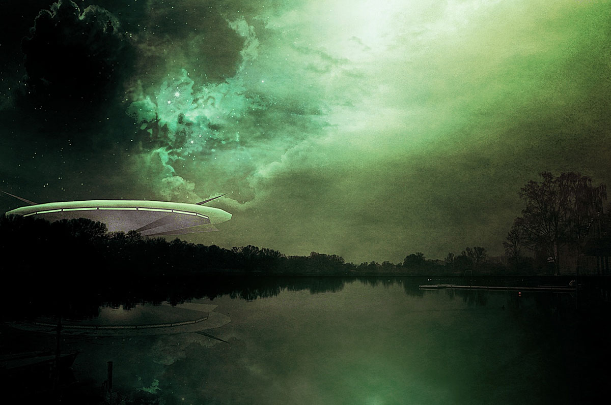 Artist's Interpretation of a UFO over the Horizon by Thomas Budach