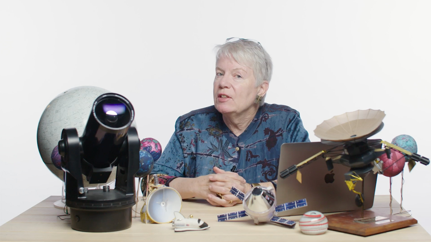 Screenshot of Jill Tarter answering questions in WIRED video