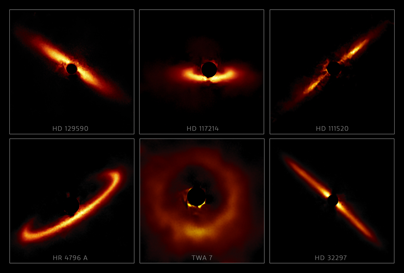 six debris fields around stars