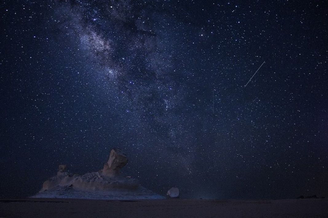 IMAGE: The Milky Way and a meteor from the Perseids meteor shower, taken from the White Desert in Egypt. CREDIT: Ahmed abd Elkader Mohamed