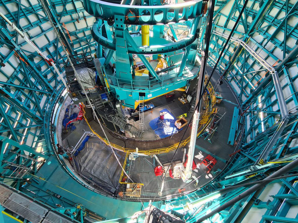 Telescope Mount Assembly at the Vera C. Rubin Observatory, currently under construction. Credit: Rubin Obs, NSF and AURA (CC BY 4.0)