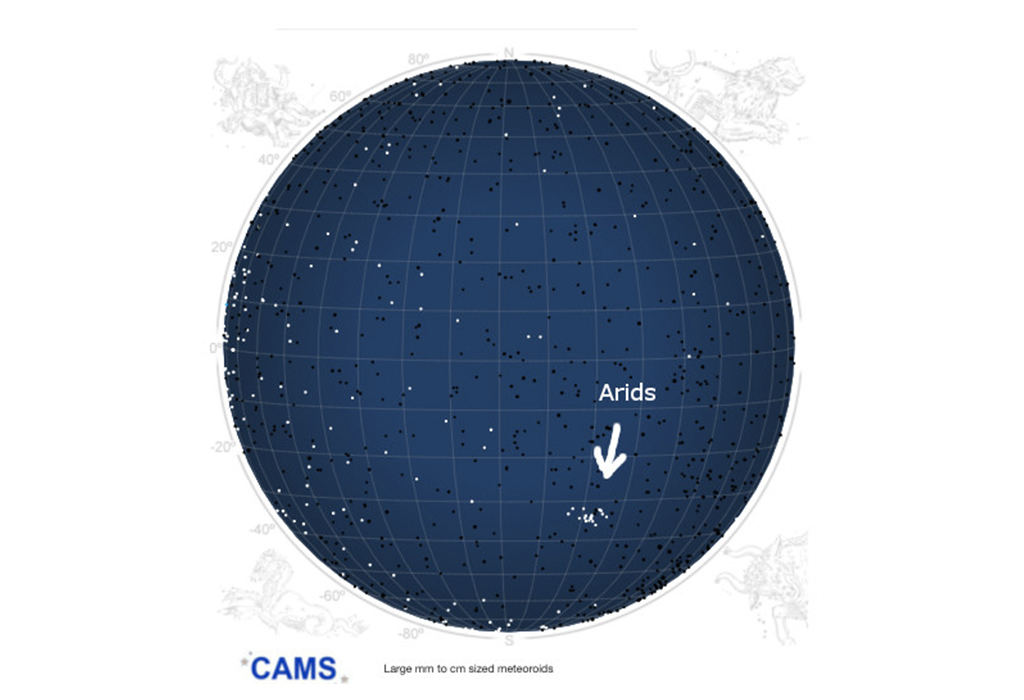The Arids shower detected by CAMS.