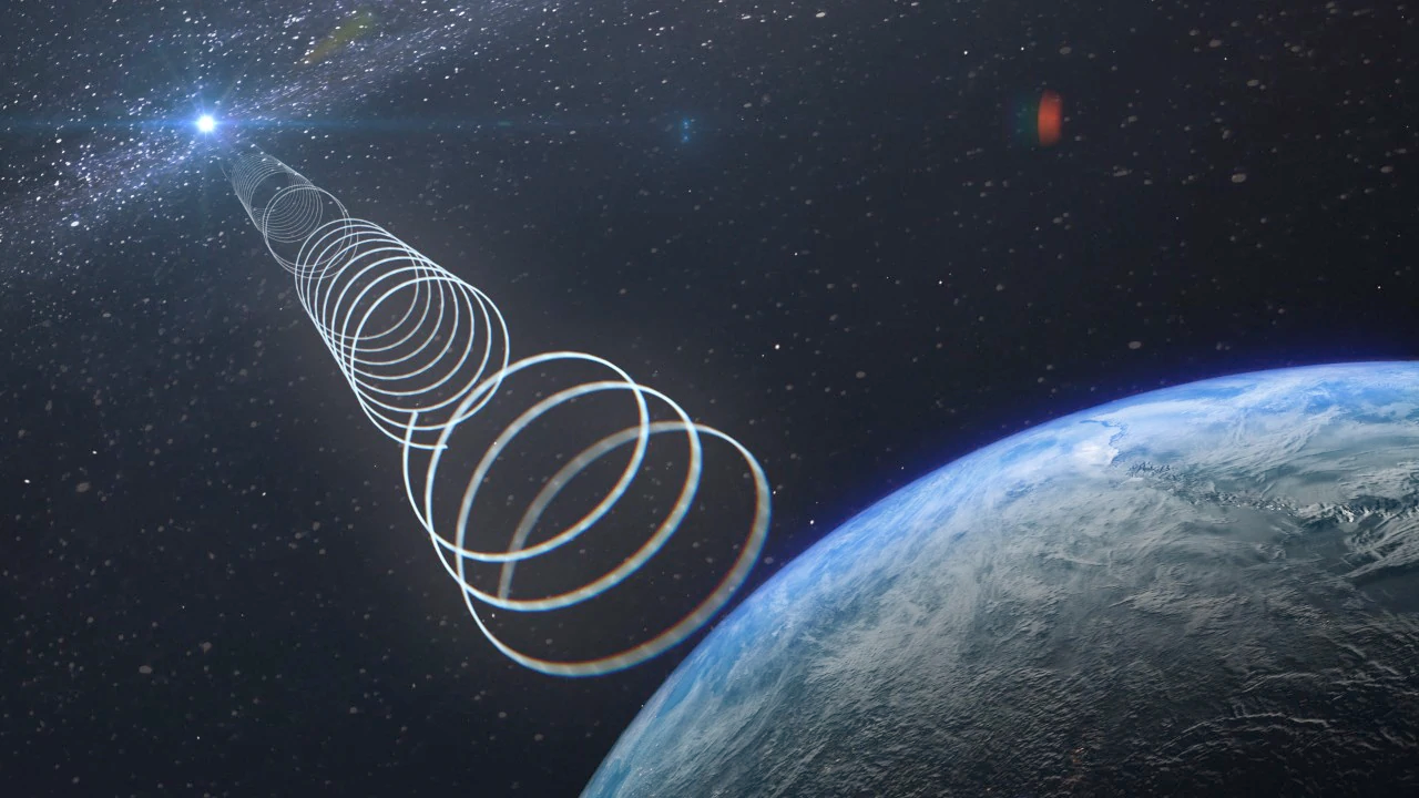 Illustration of a signal reaching Earth