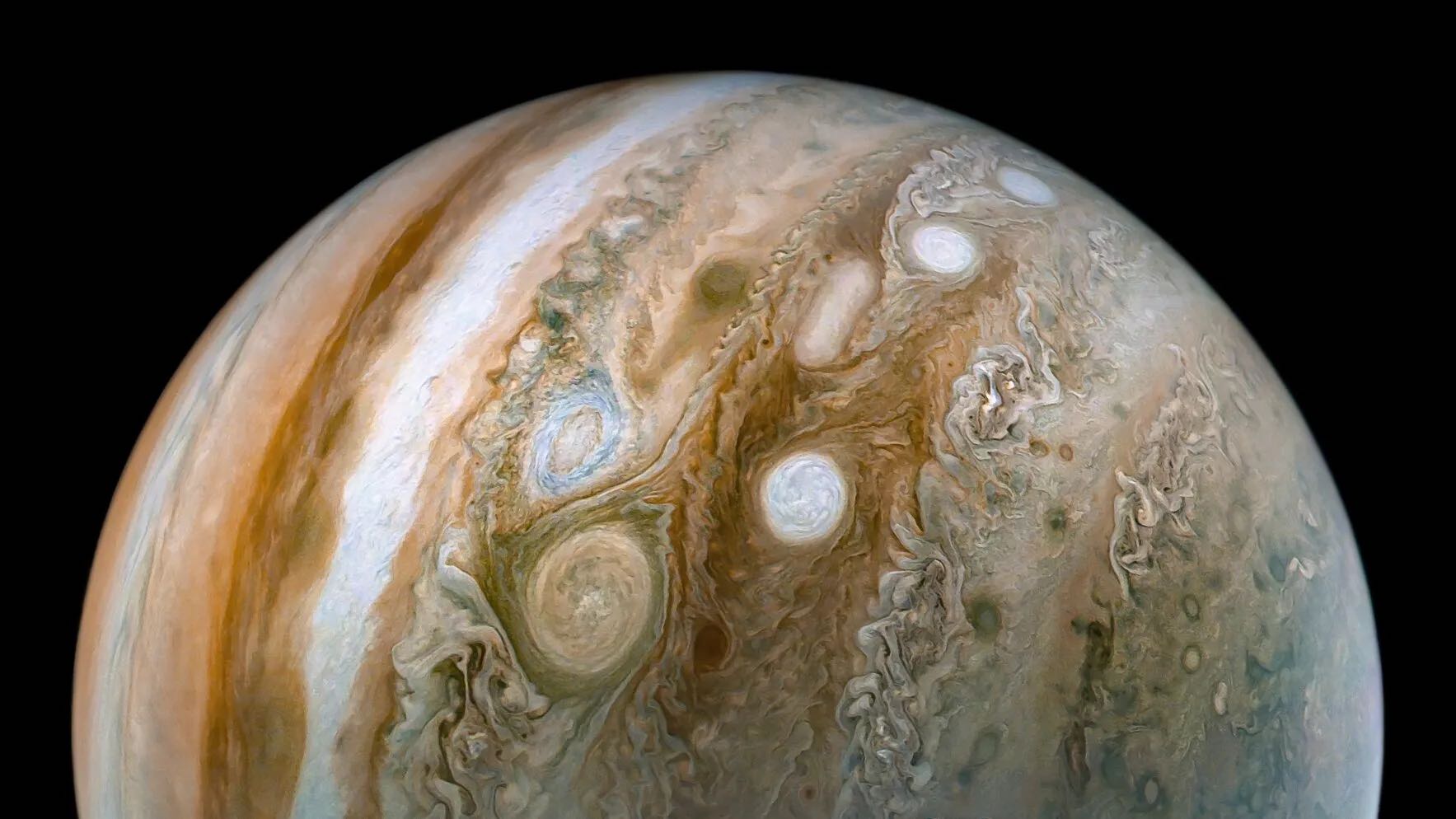 Artist impression based on JunoCam image of Jupiter acquired on July 21, 2021. 