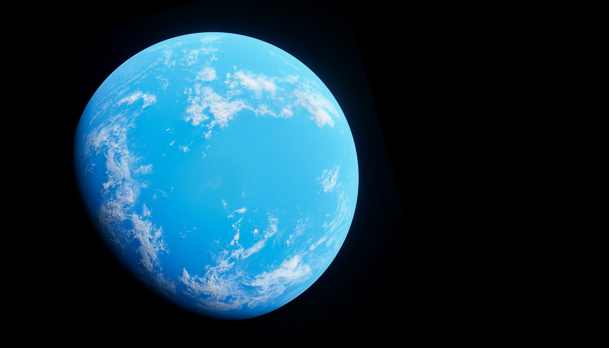 A 3D render of a blue wet planet - image by Planet Volumes/Anodé on Unsplash.