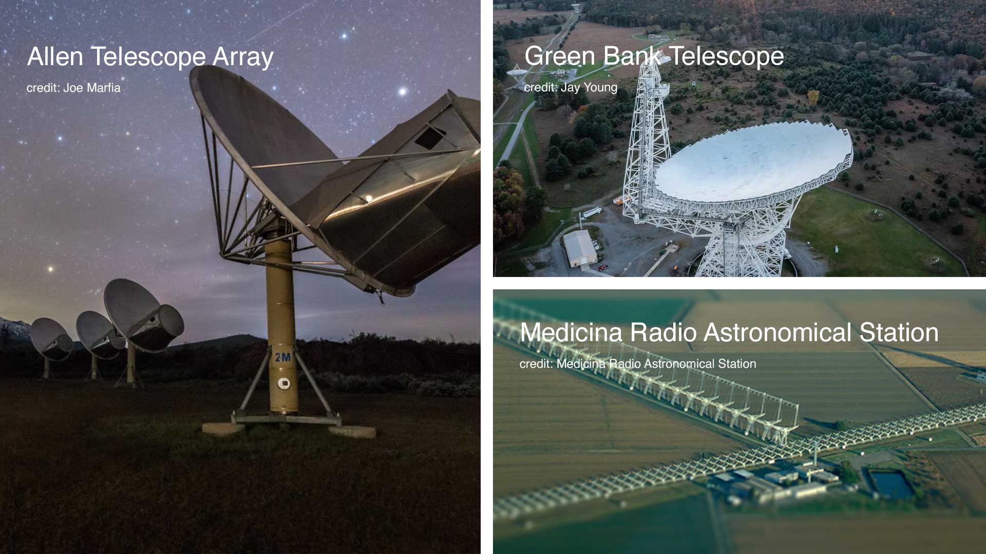 three radio telescopes