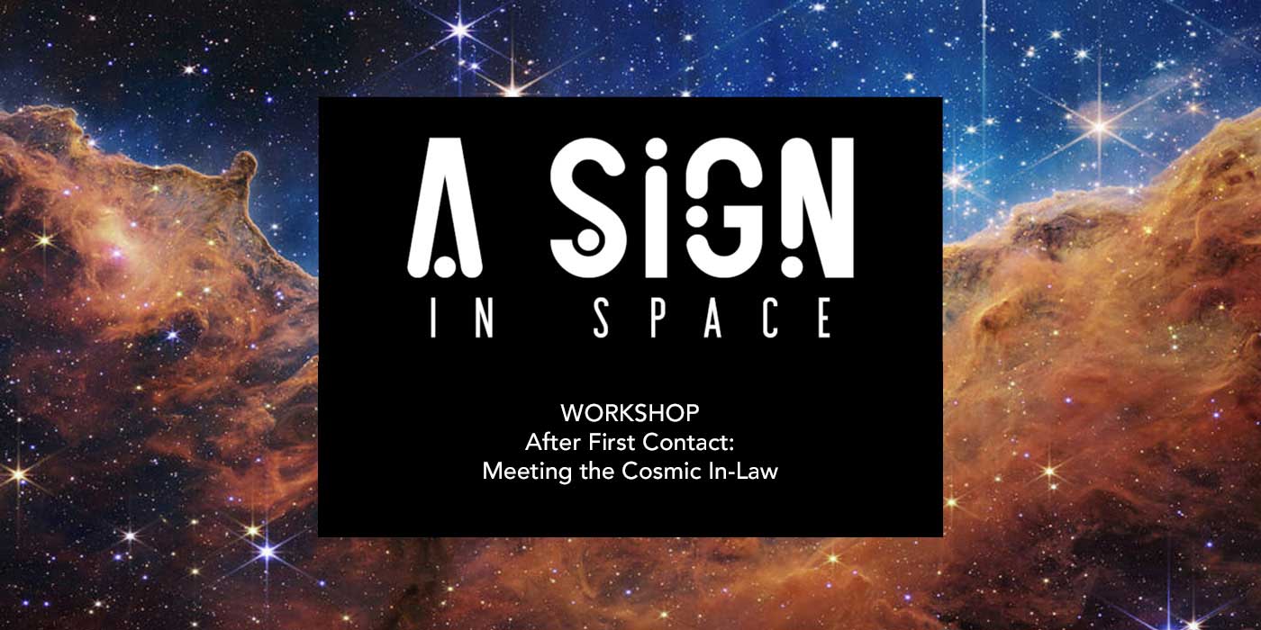 a sign in space