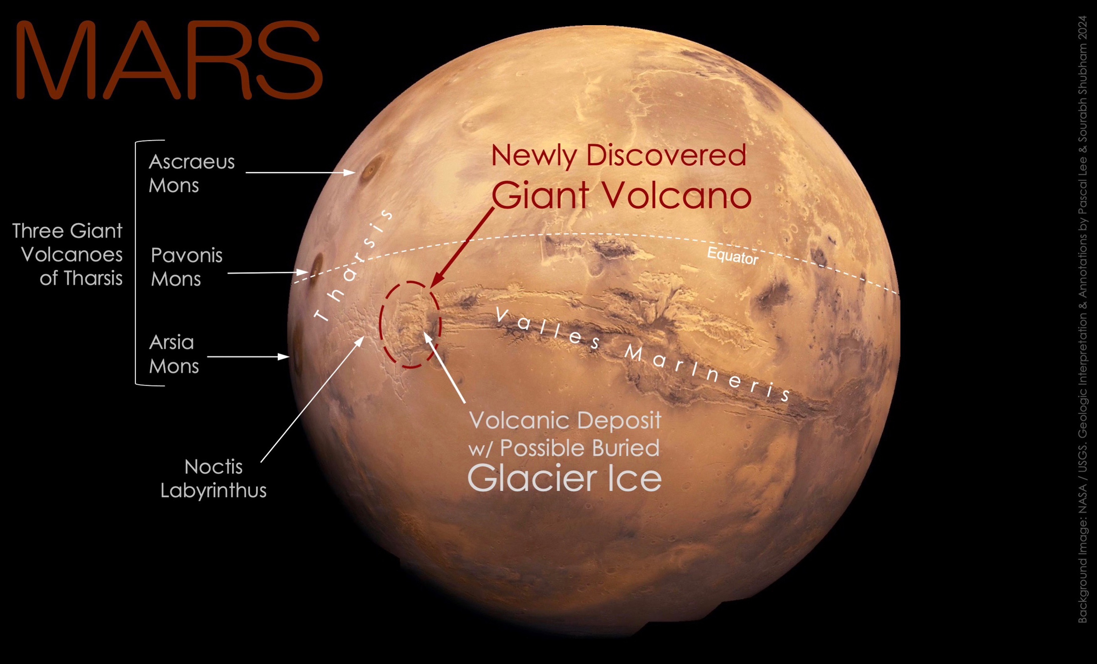 A giant volcano hiding in plain sight in one of Mars’ most iconic regions.