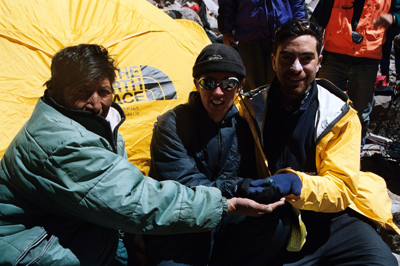 Macario, me and Cristian at the summit of Licancabur in 2004