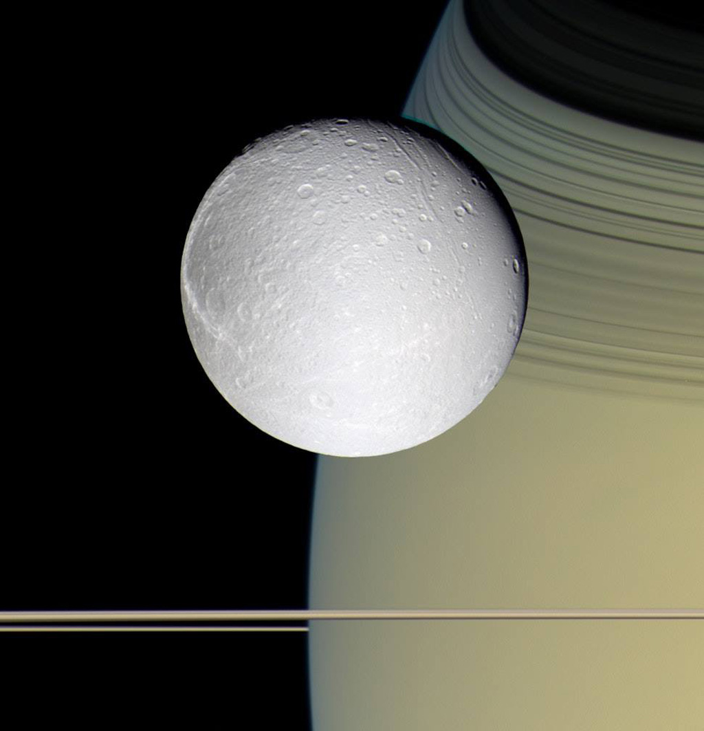 Dione in Saturn's Rings