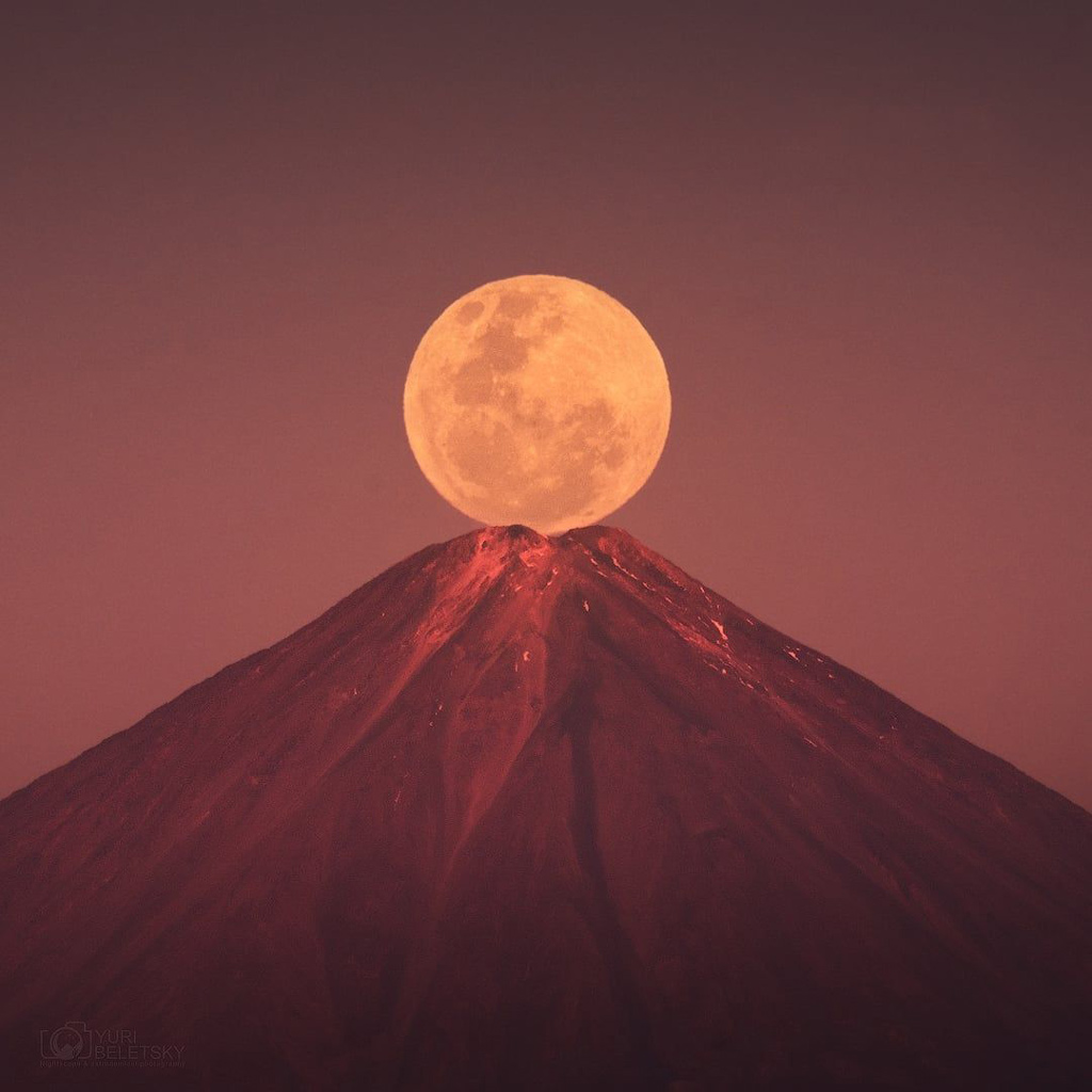 Golden Moon and Volcano