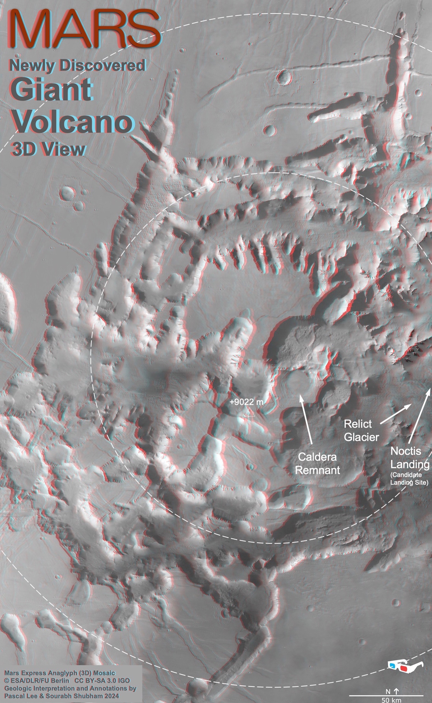 Figure 5: Noctis volcano in 3D.