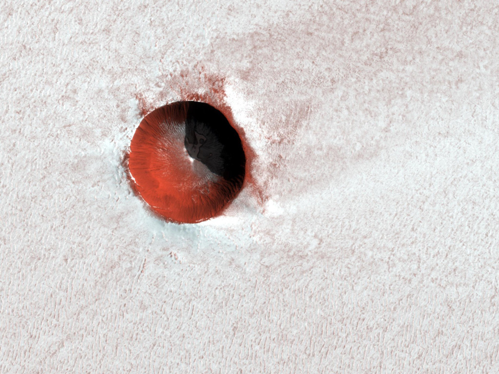 Crater at the North Pole of Mars