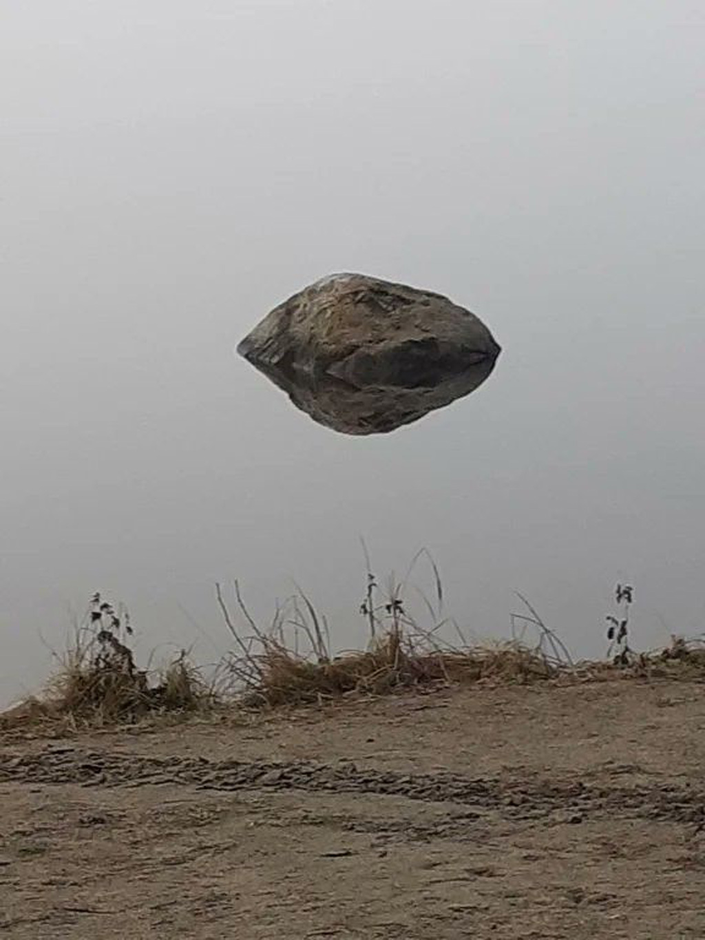 image of a floating rock