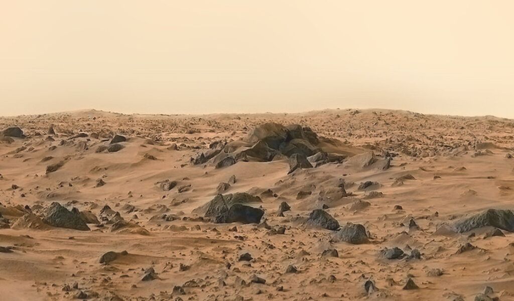 the rocky red surface of mars