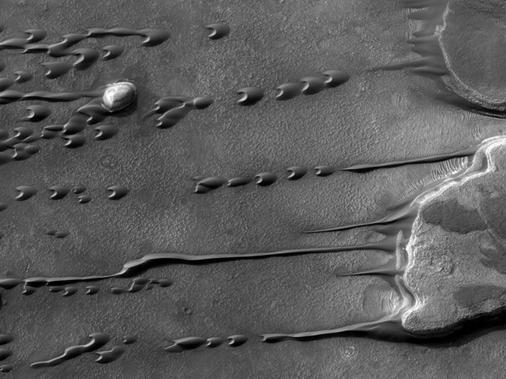 Black and white aerial view of the dunes