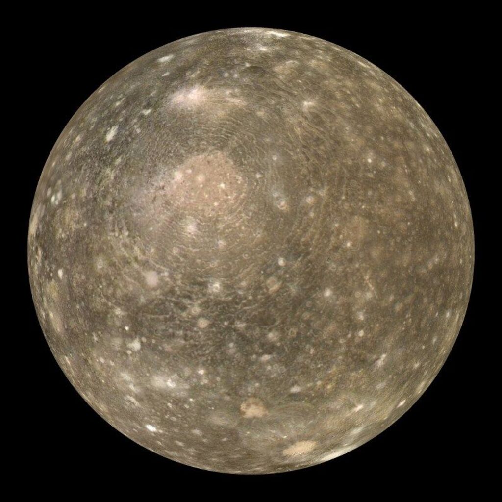 the brown and beige textures of the moon Callisto