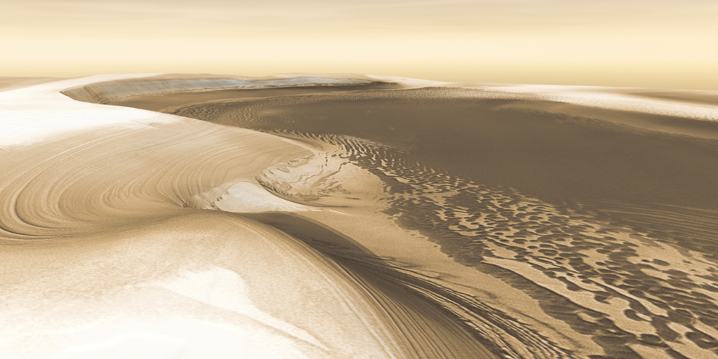 Yellow and Beige view of the Chasma Boreale Horizon