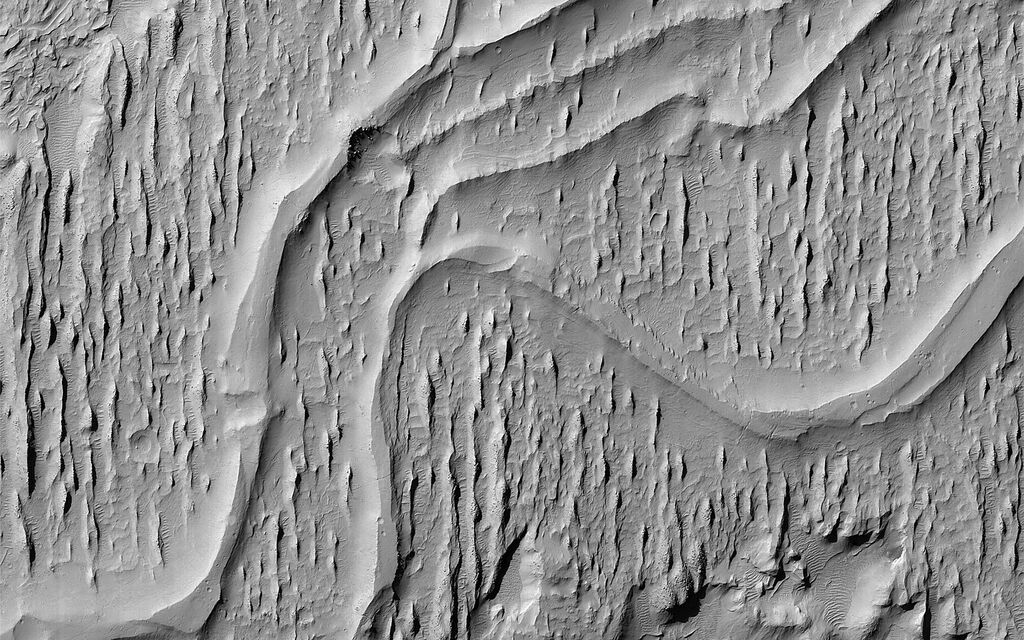 Black and White image of the textures of Mars