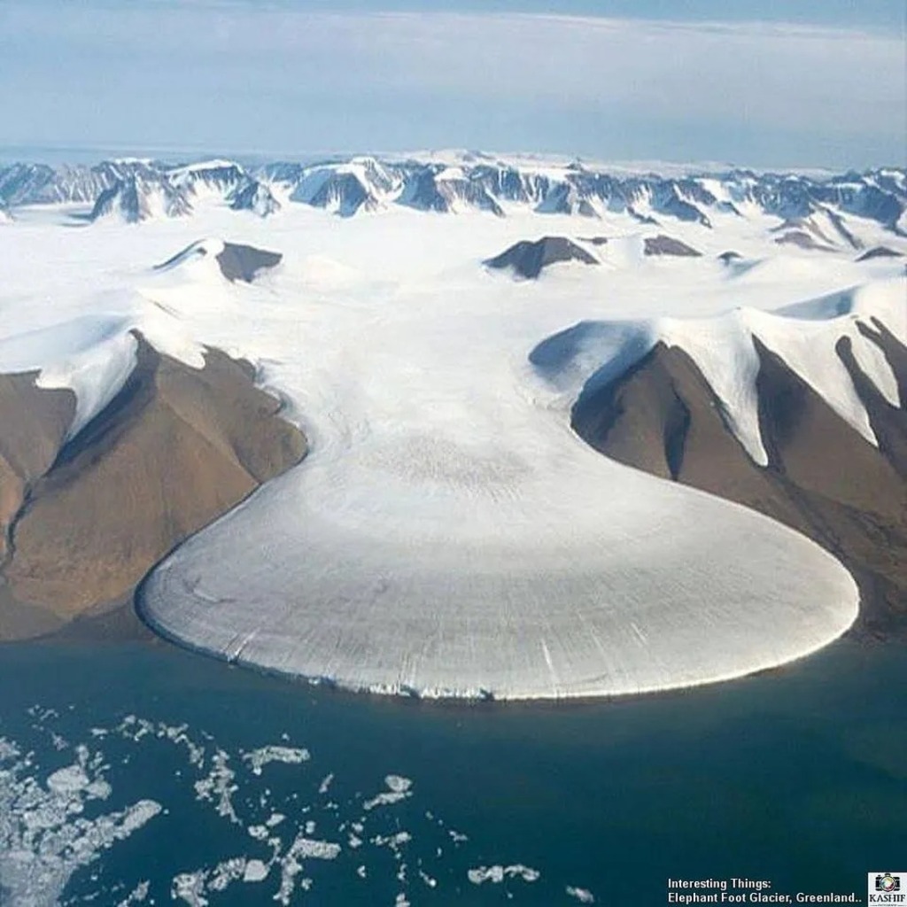 White glacier resembling an elephant's foot