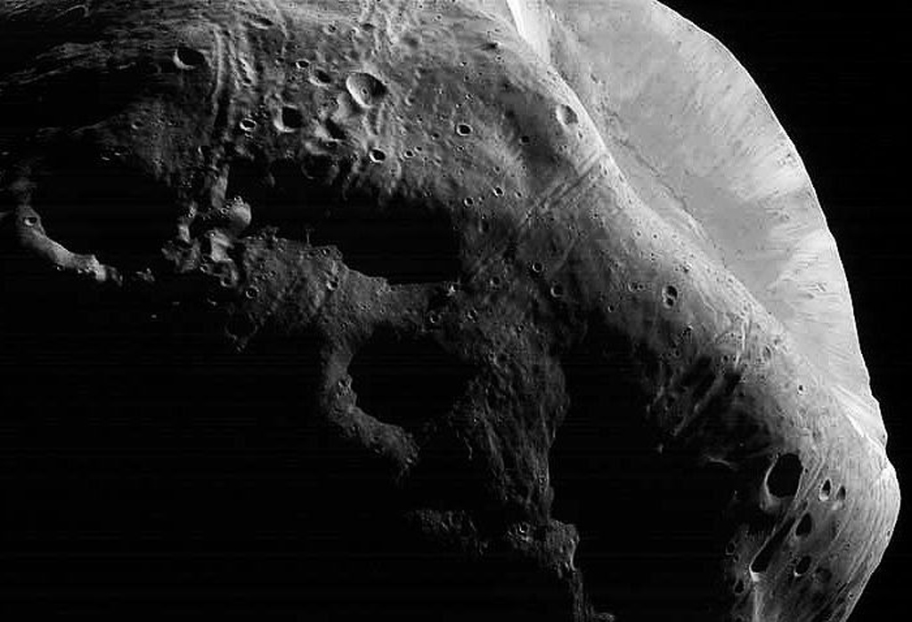 Close up image of the texture of Phobos