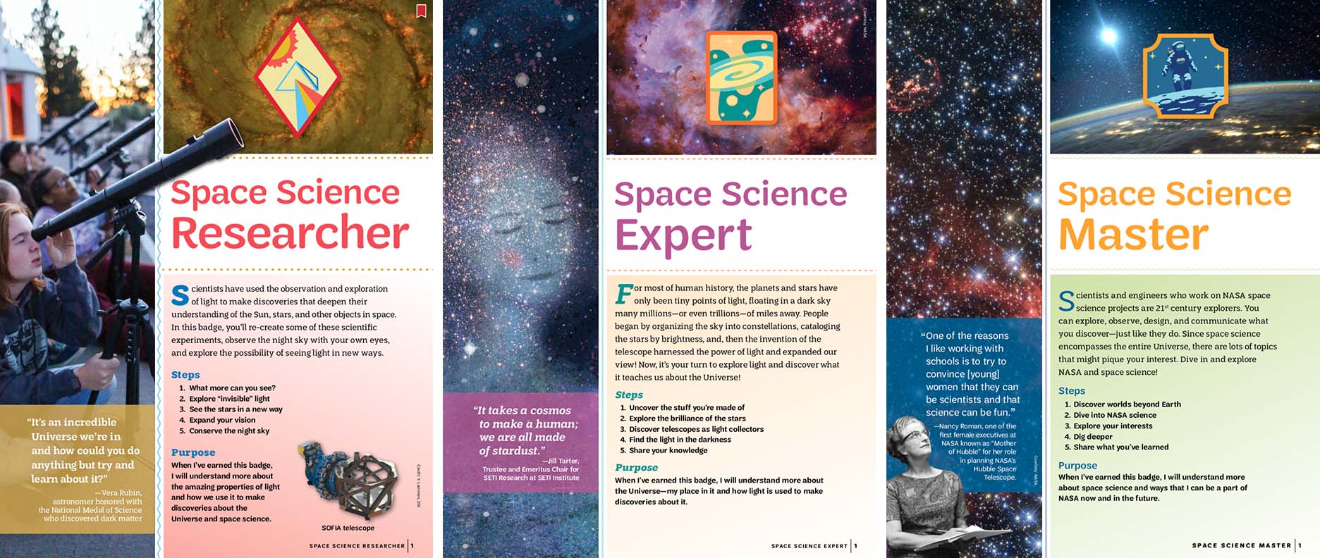 Image displaying all covers for the Space Science badges.