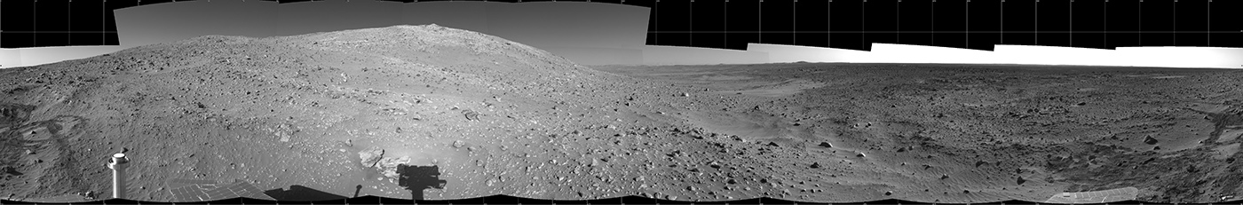 Black and White Panorama of Mars from Spirit