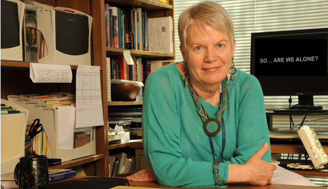 Jill Tarter at her desk