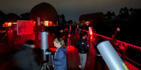Students with eVscopes at Chabot at night
