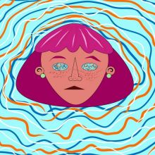 drawing of girl being hypnotized