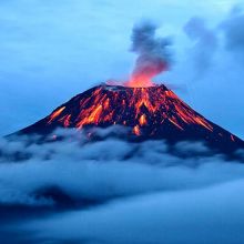 image of an erupting volcano