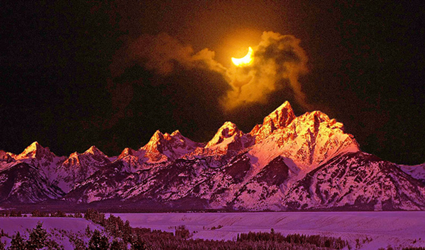 Eclipse over mountains