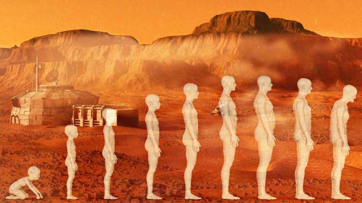 Illustration of Man's life span on Mars.