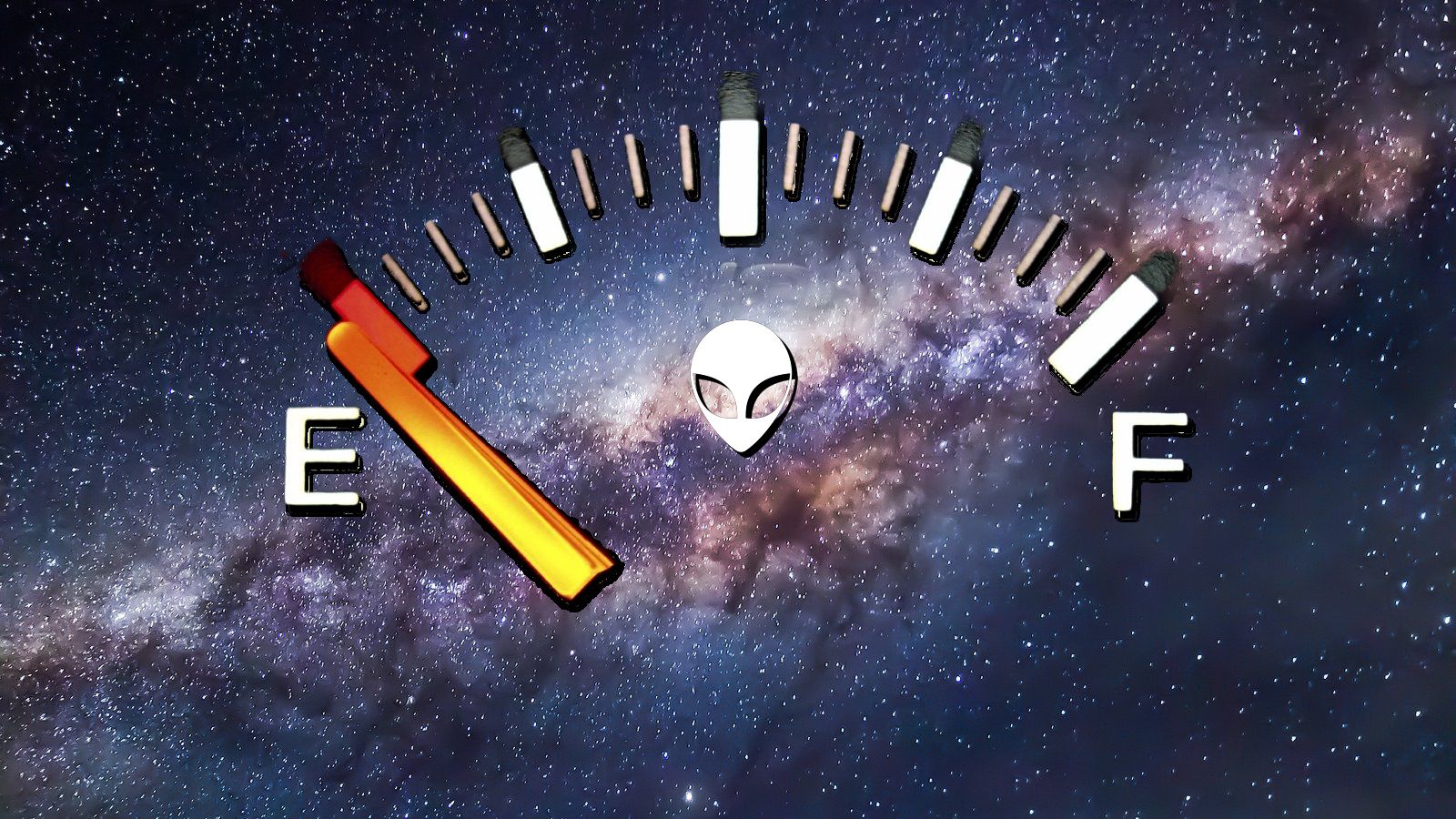 Fuel gauge with background galaxy