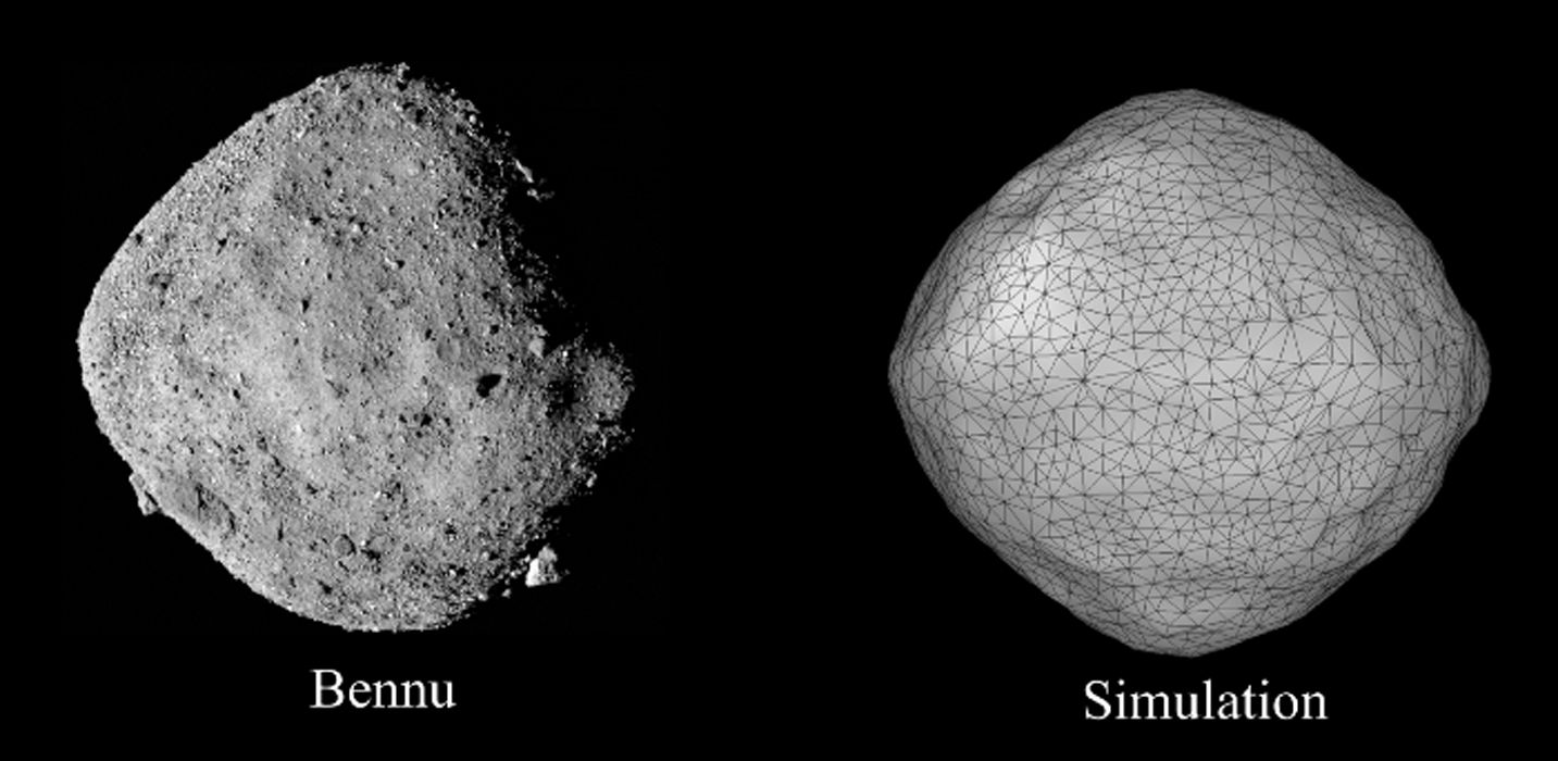 Asteroid Bennu and simulation