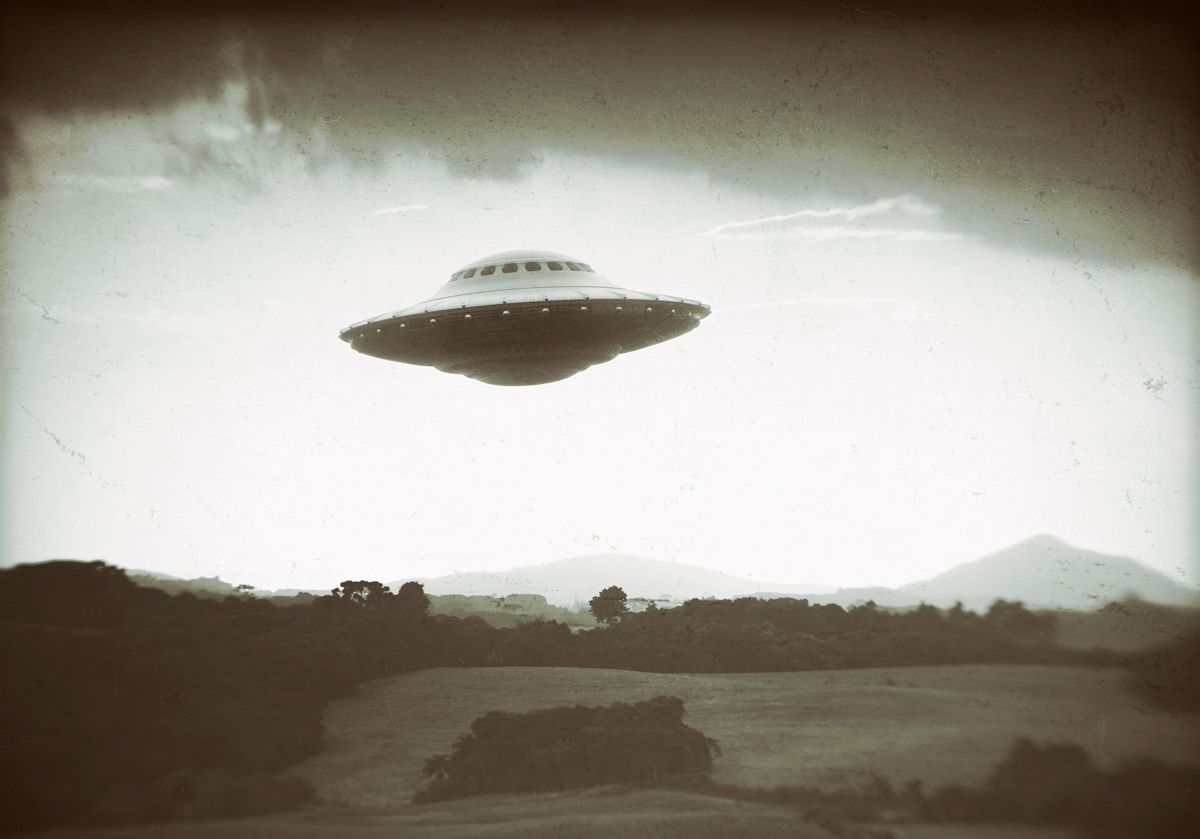antique style image of UFO