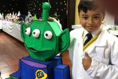 Student with his Alien Robot.