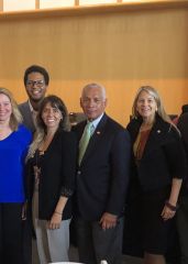 Dava Newman (third from right) and her MIT students with other panelists and guests