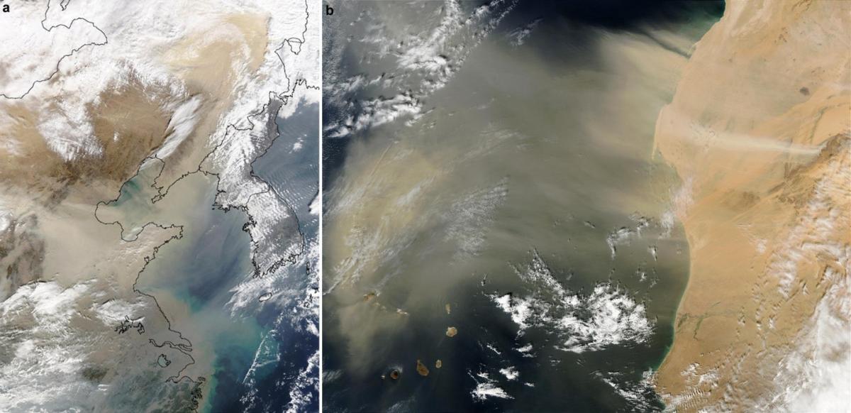 satellite images of Earth and dust